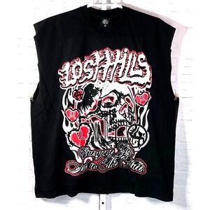 Lost Hills X Sad Boyz T-Shirt Mens Medium Black  Hearts‎ Double Sided Graphic